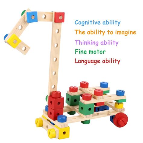 78 Pcs Functional Wooden Nuts And Bolts Combination Toys Building