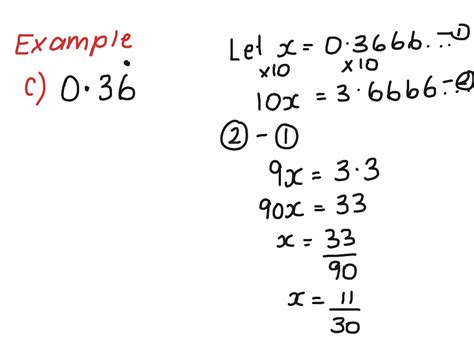 Changing Repeating Decimals To Fractions Math Arithmetic Showme