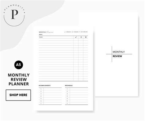 Month At A Glance Monthly Printable Insert Productivity Etsy Daily