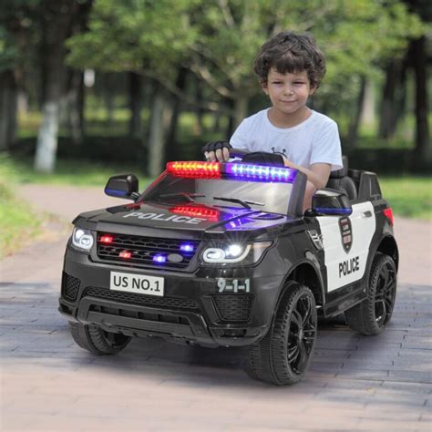 Tobbi Kids Power Wheels Police Car Black Tobbi