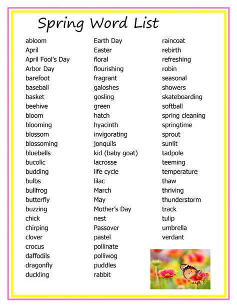 Spring Word List