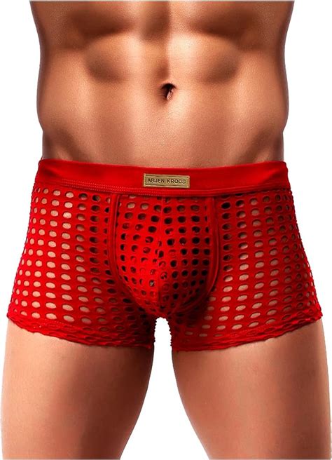 Arjen Kroos Mens Sexy Underwear Breathable Mesh Boxer Briefs Trunks At