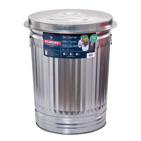 Behrens 31 Gallon Silver Galvanized Steel Trash Can With Lid Ace Hardware Ace Hardware