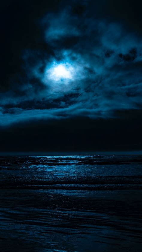 Clouds Moon Light Night Sea Dark 1080x1920 Wallpaper Ocean At