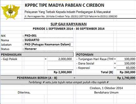 Contoh Slip Gaji Karyawan Dalam Berbagai Format Masadi Id