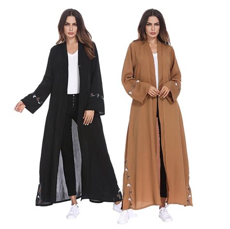 Muslim Hot Design Womens Abaya Solid Color Open Front Loose Abaya