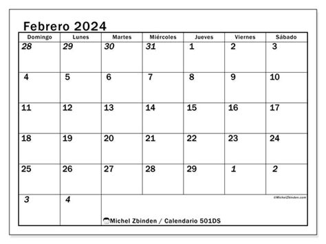 Calendario Febrero De 2024 Para Imprimir “501ds” Michel Zbinden Mx