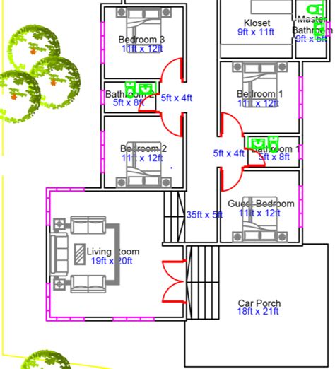 Pelan rumah 1 tingkat 4 bedroom 3 bathroom (2152 kaki persegi). Pelan rumah 1 tingkat 5 bilik tidur 3 bilik air. Banglo ...