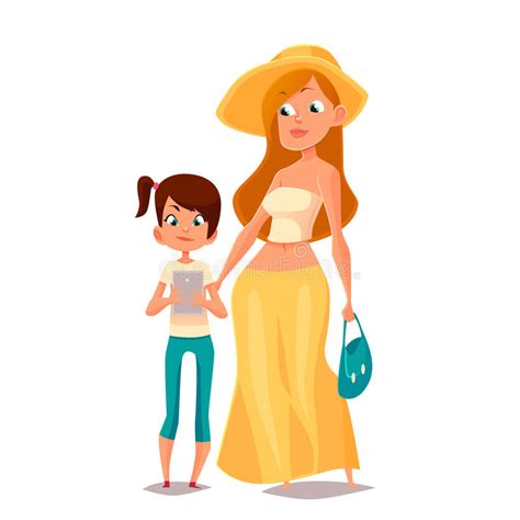 Cartoon Mother And Daughter Stock Vector Illustration Of Cartoon