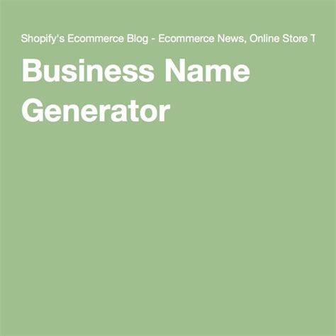 A Green Cover With The Words Business Name Generator