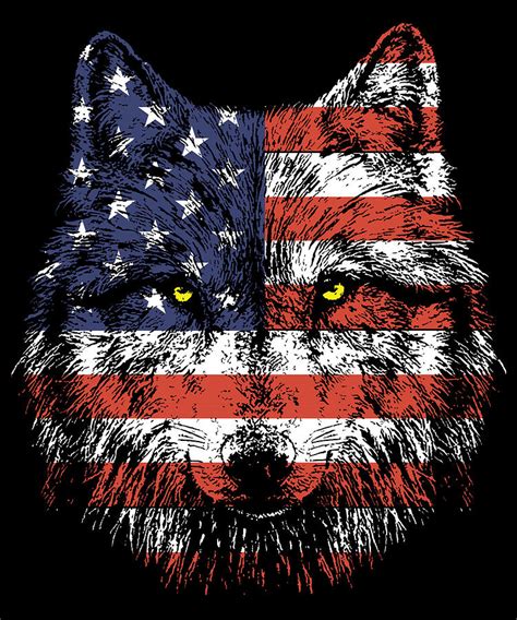 Wolf American Flag Usa Apparel Digital Art By Michael S Pixels