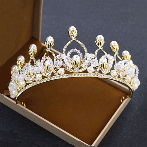 Tiara Nupcial Romántica Coronas De Princesa Y Reina Color Dorado Con