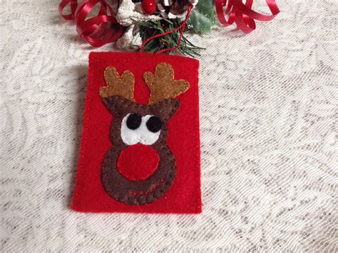 Rudolph Felt Gift Card Holder Christmas Gift Tag Ornament Etsy