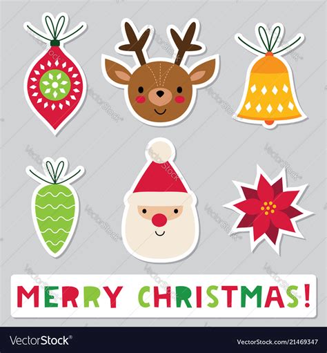 Christmas Stickers Set Royalty Free Vector Image