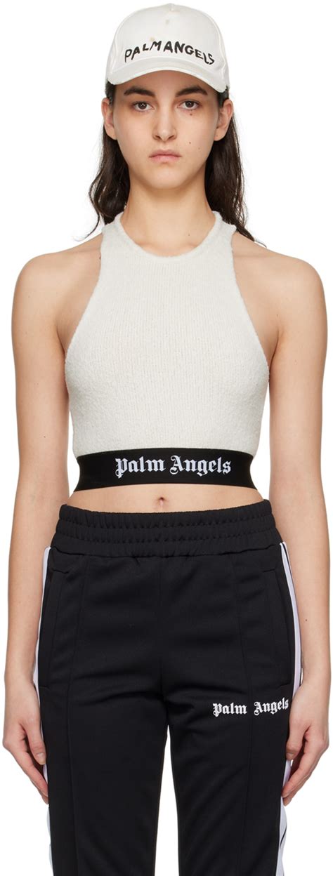 Palm Angels Off White Cropped Tank Top Palm Angels