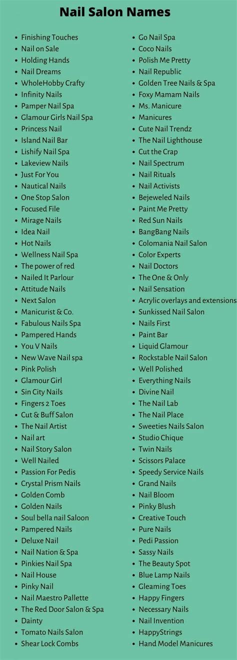700 Catchy And Funny Nail Salon Names Ideas Useful Guide