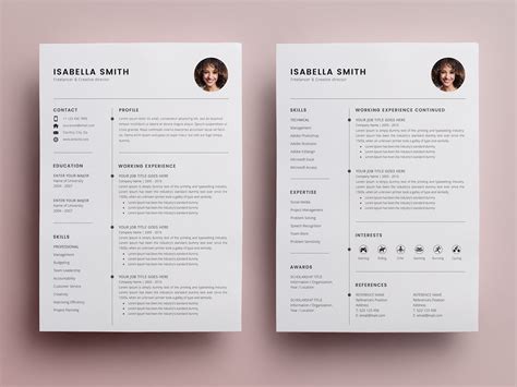 resume template 3 page free behance
