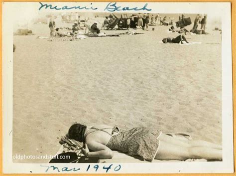 Woman Sunbathing On Miami Beach Vintage Snapshots And Old Photos For Sale