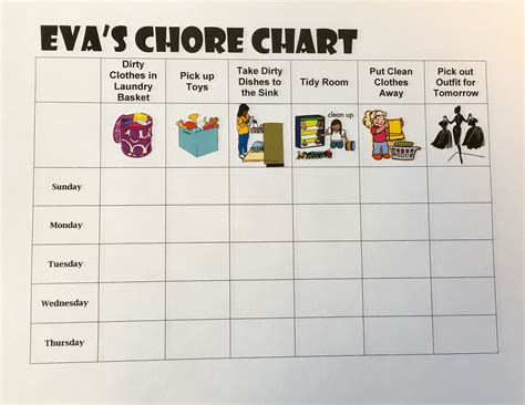 Chore Chart For 6 Year Old Chore Chart Kids Chore Chart