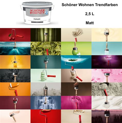 Matt oder seidenmatt, glänzend oder seidenglänzend, hell oder dunkel: Schöner Wohnen Trendfarbe Matt 2,5L Wandfarbe Farbwahl ...