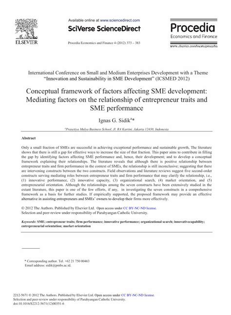 PDF Conceptual Framework Of Factors Affecting SME Development