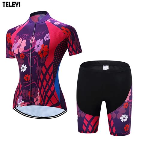 Teleyi Team Girls Outdoor Ropa Ciclismo Bicycle Women Set Flower Cycling Jersey 3d Gel Shorts
