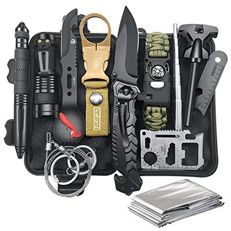 Gift ideas for husband dad. Survival Gear Kit Camping Gear, 12-in-1 EDC Survival ...