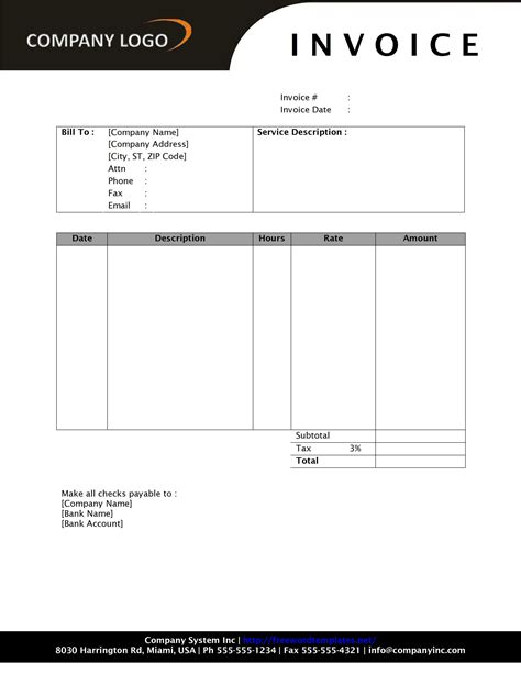 Free Simple Invoice Template Printable