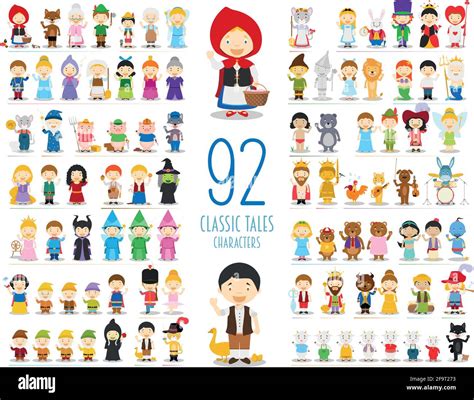 Colección De Personajes Vectoriales Para Niños Conjunto De 92