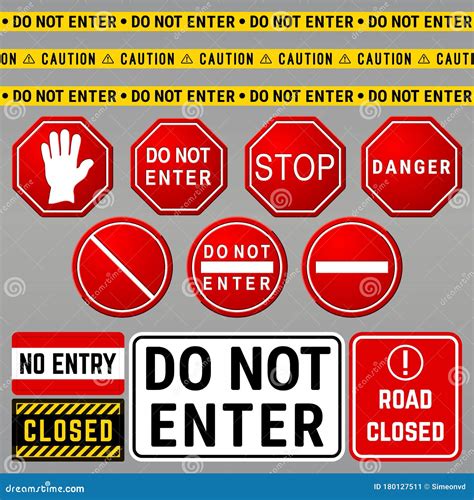 Do Not Enter Danger Warning Signs Prohibition And Restriction Symbols