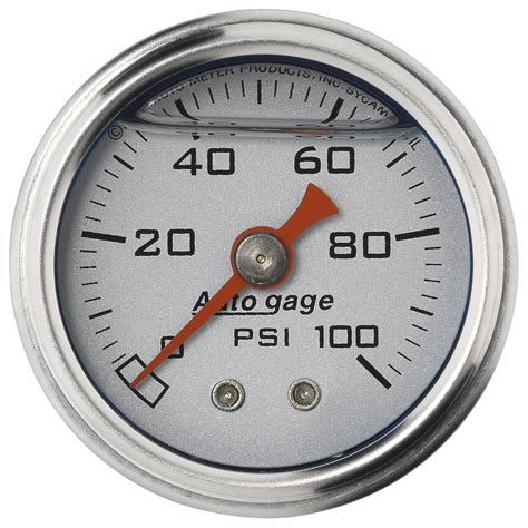 Autometer Fuel Pressure Gauge 1 12 Mechanical Silver Dial 0 100 Psi 2180