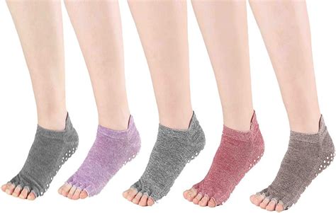 Pairs Toeless Yoga Pilates Socks Non Slip Skid Barre Sock With Grips For Women Men