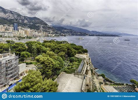 View Over The Coast Of Monte Carlo Principality Of Monaco Editorial