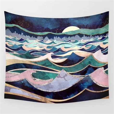 Our top selling waterfront tapestries in this category are la seyne sur mer, the calming paradise sunset tapestry and mediterranean colors. Moonlit Ocean Wall Tapestry by spacefrogdesigns | Society6 | Ocean tapestry, Wall tapestries ...