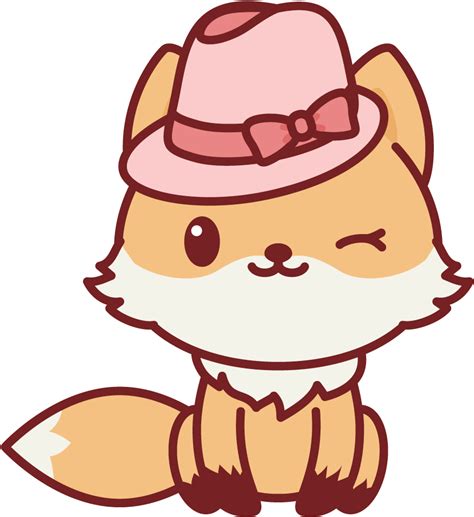 Winking Nerdy Fox Kawaii Cute Animals Cartoon Clipart Full Size