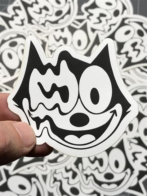 Felix The Cat Acid Trip Sticker Laptop Stickers Vinyl Etsy