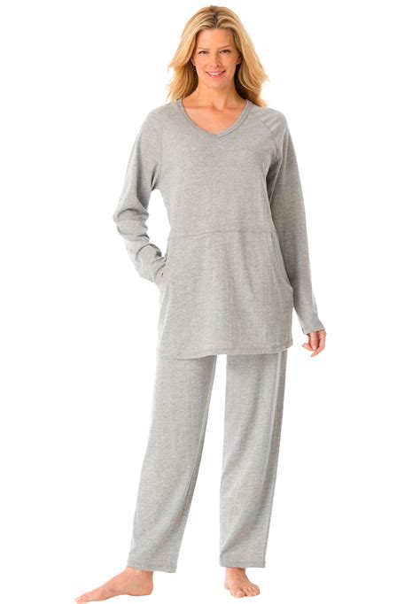 Dreams And Co Womens Plus Size 2 Piece Lounge Set Pajamas 3x Heather