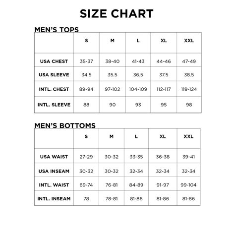 Mens And Youth Size Charts Joggers Brooklyn Cloth