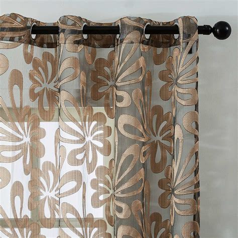 Top Finel Floral Sheer Curtains 72 Inches Long For Living Room Bedroom