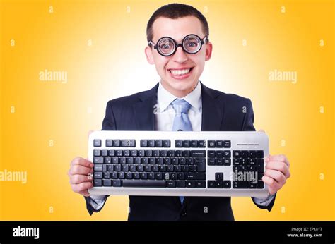 Computer Geek Nerd In Funny Concept Stock Photo Alamy