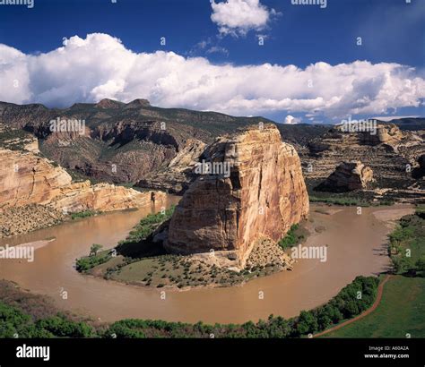 Echo Park View Steamboat Rock Dinosaur National Monument Colorado Stock