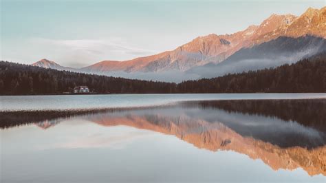 1920x1080 Lakeside Mountain Peak Outdoors Lake Reflection Sunset 4k