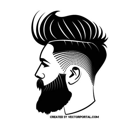 Hipster Vector Image Logo Barbier Beard Silhouette Smal Tattoo