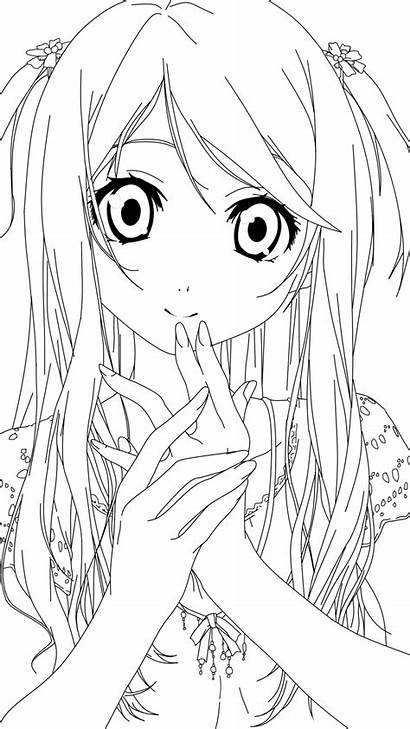 Anime Lineart Deviantart Adorable Coloring Drawing Template