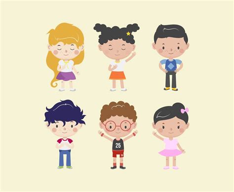 Cute Children Characters Vector Vector Art And Graphics