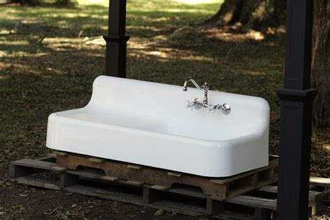 Antique kitchen sink with drainboard for sale. Large Antique 52" 1930 Cast Iron High Back Drainboard ...