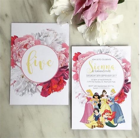 Free Printable Disney Princess Floral Invitation Template Floral