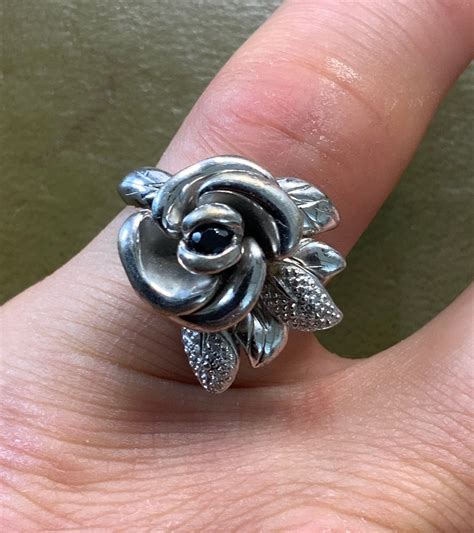 Vintage Sterling Silver Sapphire Flower Ring Size N Etsy
