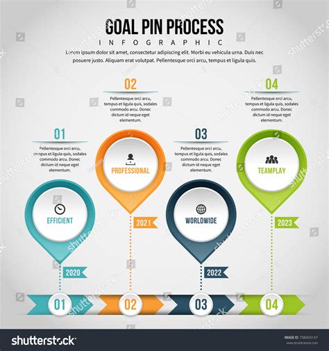 Vector Illustration Goal Pin Process Infographic Stock Vector Royalty