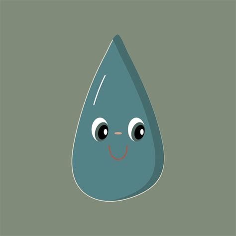 Lindo Sonriente Feliz Gota De Agua Vector Ilustración De Personaje De